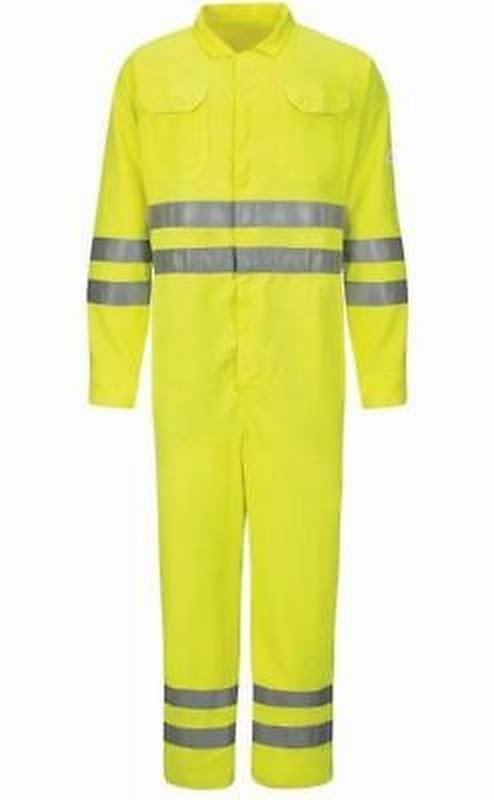Bulwark Mens Hi-vis Deluxe Coverall with Reflective Trim, Size Large