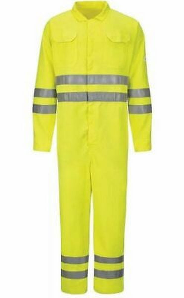 Bulwark Mens Hi-vis Deluxe Coverall with Reflective Trim, Size Large