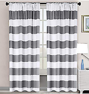 Ellery Homestyle Gray and White Striped Rod Pocket Window Curtains,Various Sizes