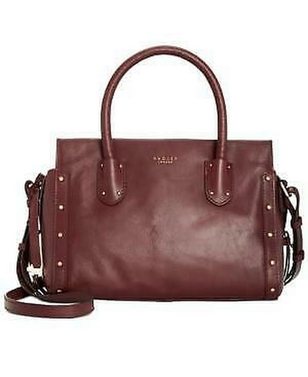 Radley London Zip-Top Studded Multiway Leather Satchel - Port/Gold