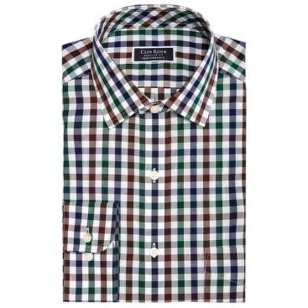 Club Room Mens Classic/Regular Fit  Multi Gingham Dress Shirt