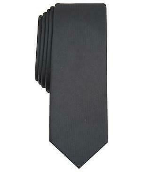 International Concepts Mens Diamond Solid Skinny Tie, Black, One Size