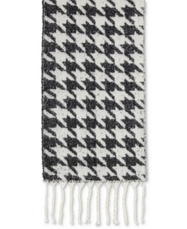 DKNY Womens Houndstooth Blanket Wrap, Black O/S