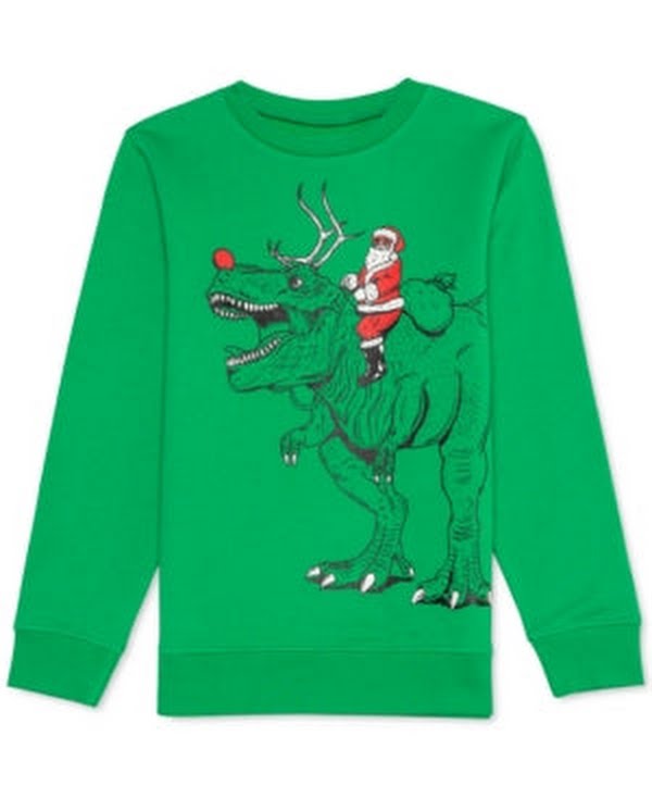 Jem Big Boys Santa Rex Sweatshirt - Size Large
