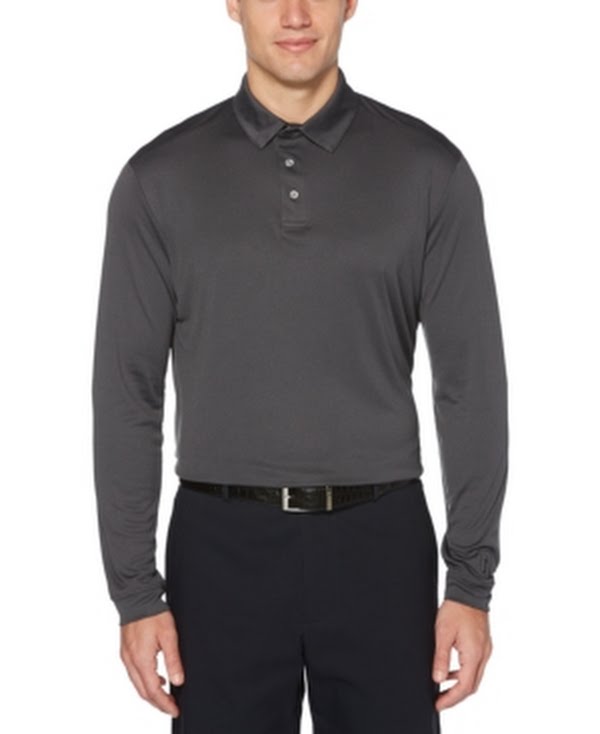 PGA Tour Mens Diamond Jacquard Long Sleeve Golf Polo Shirt, Choose Sz/Color