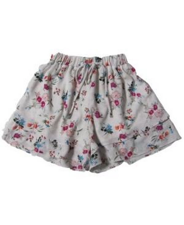 Monteau Big Girls Tiered Faux Tie Front Printed Short