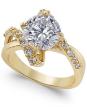 Charter Club Gold Plate Crystal Bypass Ring, Size 8