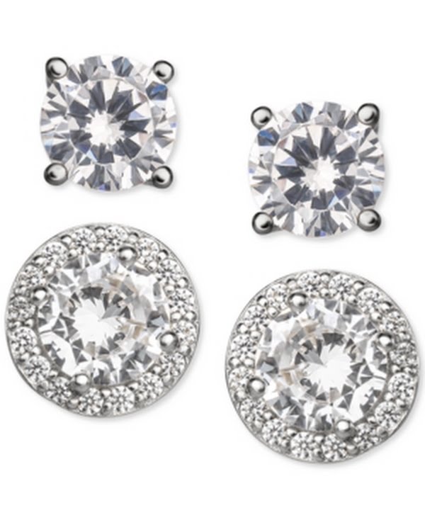 Giani Bernini 2-PC. Set Cubic Zirconia Solitaire & Halo Stud Earrings in Sterlin