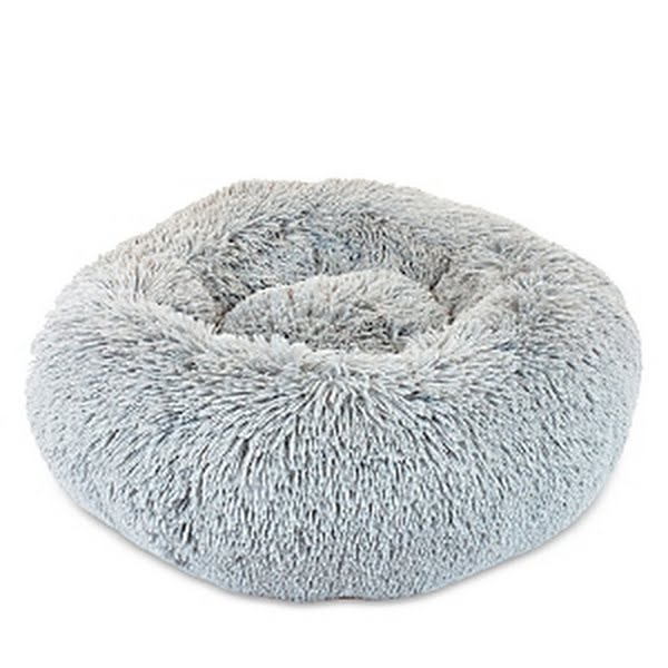 Precious Tails Super Lux Fur Bolster Cat & Dog Bed, Ice Gray, Medium