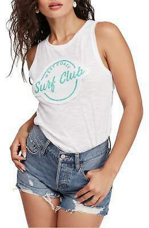 Free People Womens Martine Burnout Graphic Tank Top, XS