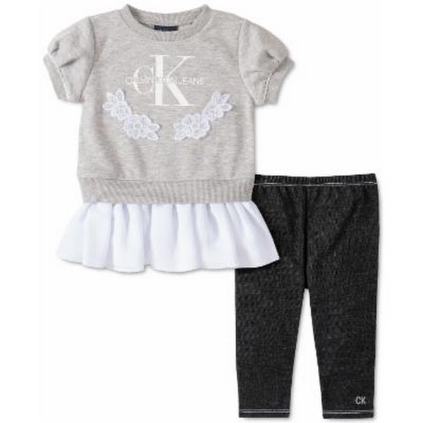 Calvin Klein Girls Peplum Sweatshirt and Leggings