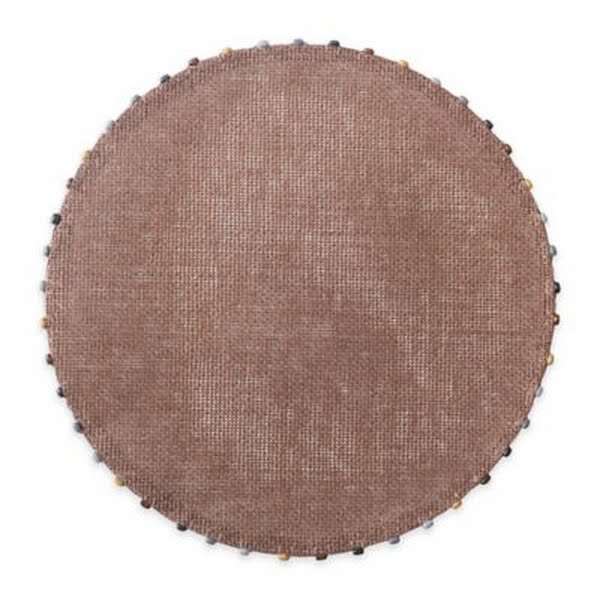 Destination Summer Lindos Round Placemat With Beaded Trim in Mocha (Pack of 6)