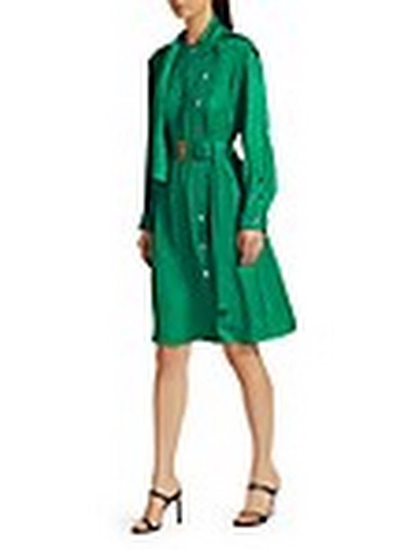 Coach Texture Drape Belted A-Line Shirtdress, Size 8