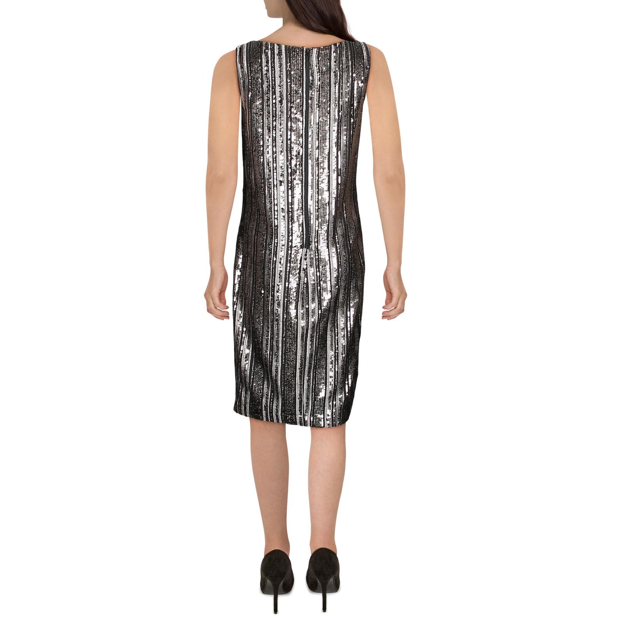 Lauren Ralph Lauren Womens Jordinia Sequined Striped Cocktail Dress