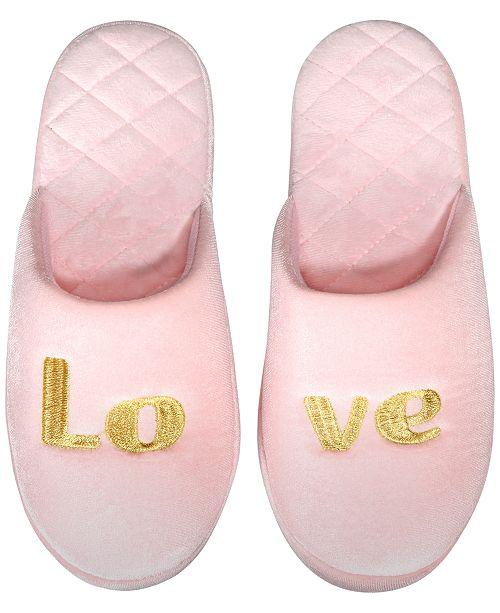 I.n.c. Love Pink Velour Scuff Slippers