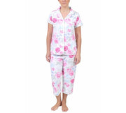Miss Elaine Floral-Print Cropped Pajama Pants Set, Size Medium