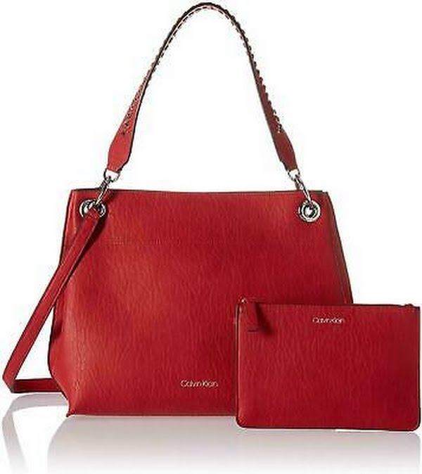 Calvin Klein Raya Bubble Lamb Novelty Woven Chain Hobo, Red