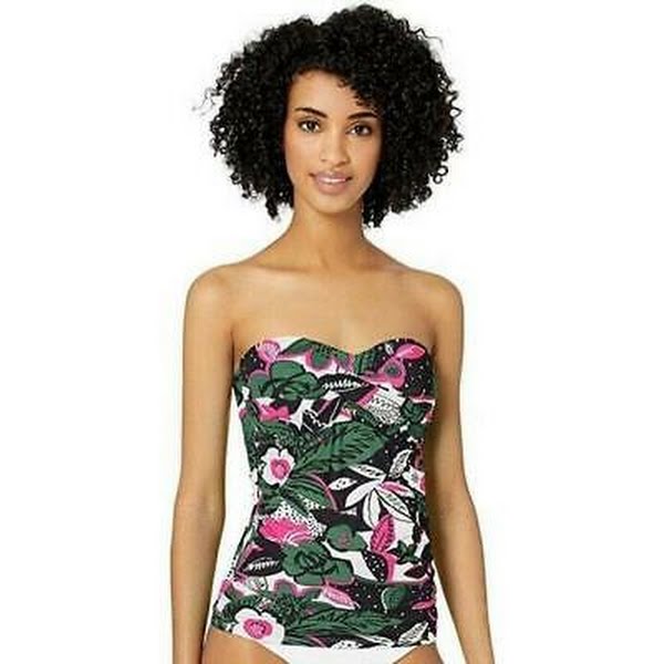 Anne Cole Womens Twist Front Shirred Bandeau Tankini Swim Top