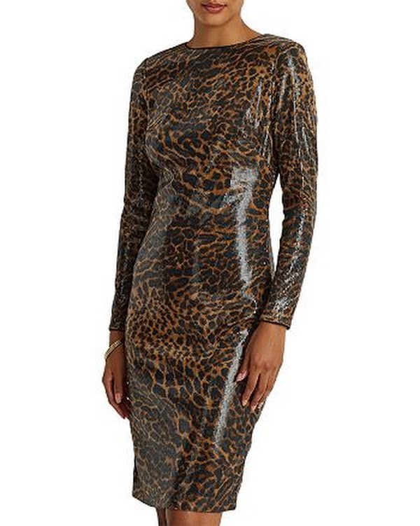 Lauren Ralph Lauren Ocelot-Print Sequined Cocktail Dress