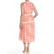 DKNY Womens Coral Printed Ruched Sleeveless V Neck Below the Knee Dress Size: M