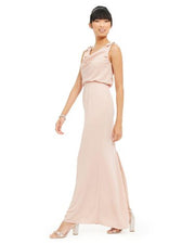 Adrianna Papell Blouson Cowlneck Gown