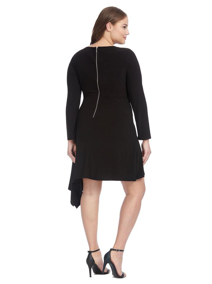 Adrianna Papell Long Sleeve Matte Jersey Dress with Asymmetrical Hemline, SZ 20W