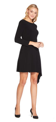 Adrianna Papell Long Sleeve Matte Jersey Dress with Asymmetrical Hemline, SZ 20W