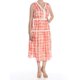 DKNY Womens Coral Printed Ruched Sleeveless V Neck Below the Knee Dress Size: M