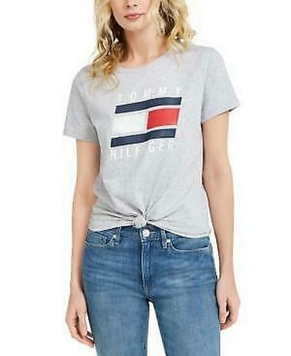 Tommy Hilfiger Sport Logo Knot-Front T-Shirt, Size Small