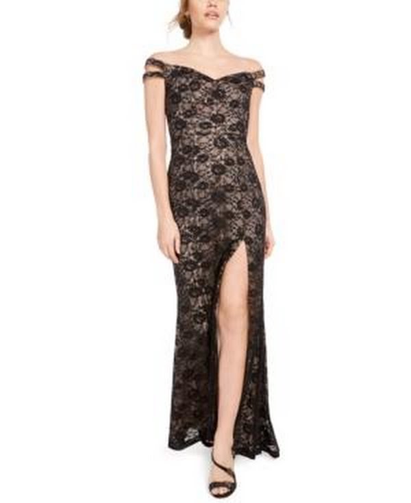 Teeze Me Juniors Off-the-Shoulder Lace Gown