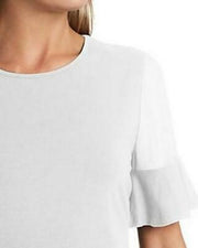 Vince Camuto Flutter Sleeve Mixed Media Top, Size Small