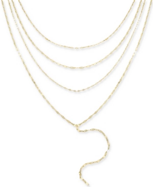 Inc International Concepts Gold-Tone Shimmer Chain Multi-Row Necklace, 16″ + 3″