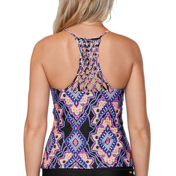 Raisins Juniors Coconut Grove Printed Macramé Tankini Top