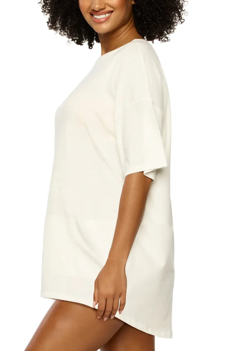 Felina Oversize Stretch Organic Cotton T-Shirt in Cloud, Size Large