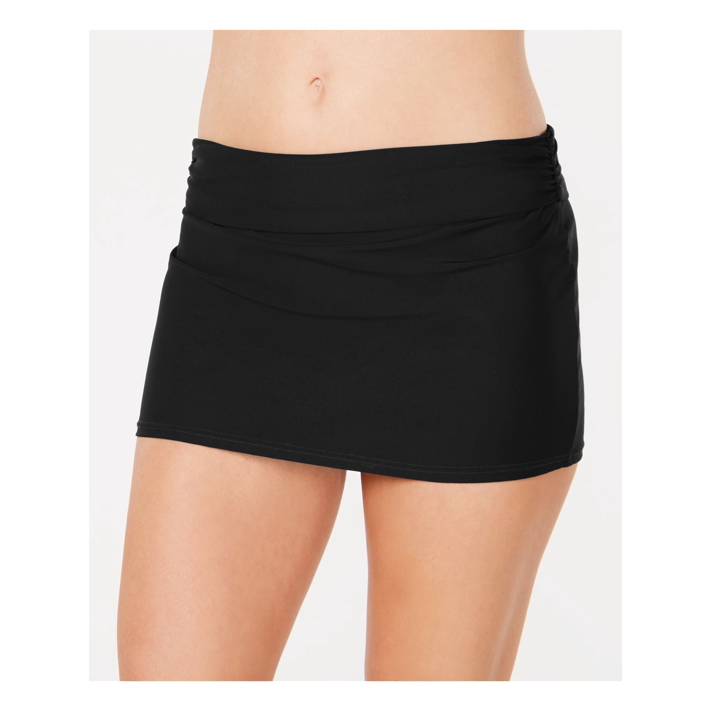 DKNY Womens Black 4 Way Stretch UV Protection Swim Skirt Swimsuit Bottom XL