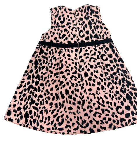 Old Navy Pink Black Leopard Print Velvety Dress Size12-18 Months