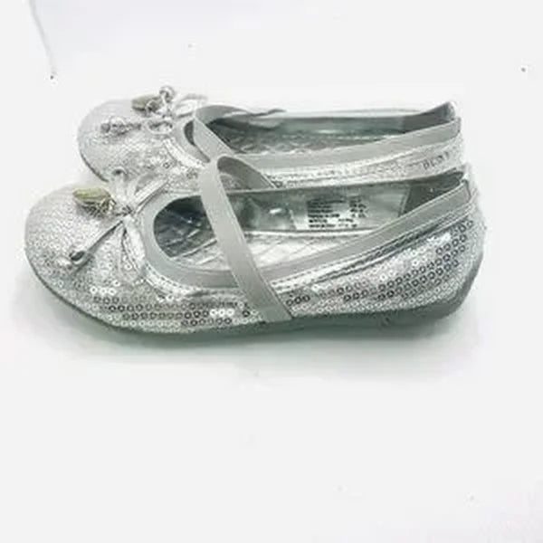 Kids Girls Michael Kors Shoes Michael Kors Silver Sequin Ballet Flat, Size 10