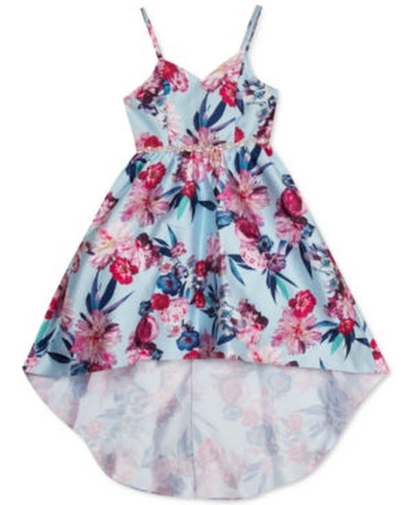 Rare Editions Big Girls Floral-Print High-Low Dress