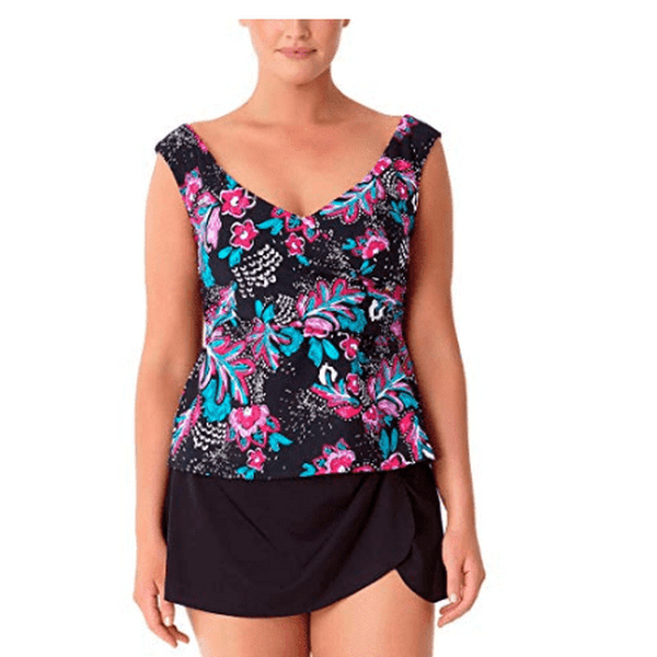 Anne Cole Wrap Off The Shoulder Tankini Top, 16W