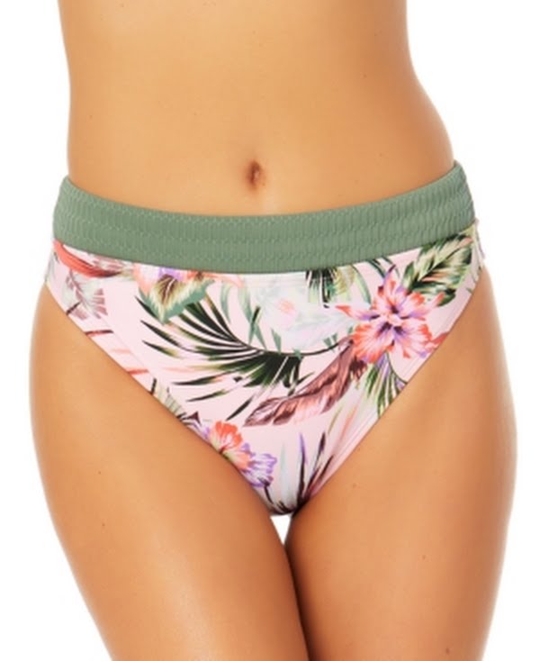 California Waves Juniors Contrast-Waistband Bikini Bottoms, Size Medium