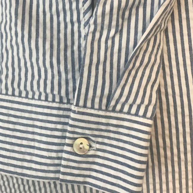 Jane and Delancey Blue White Seersucker Shirt – Long Sleeve, Size Xs