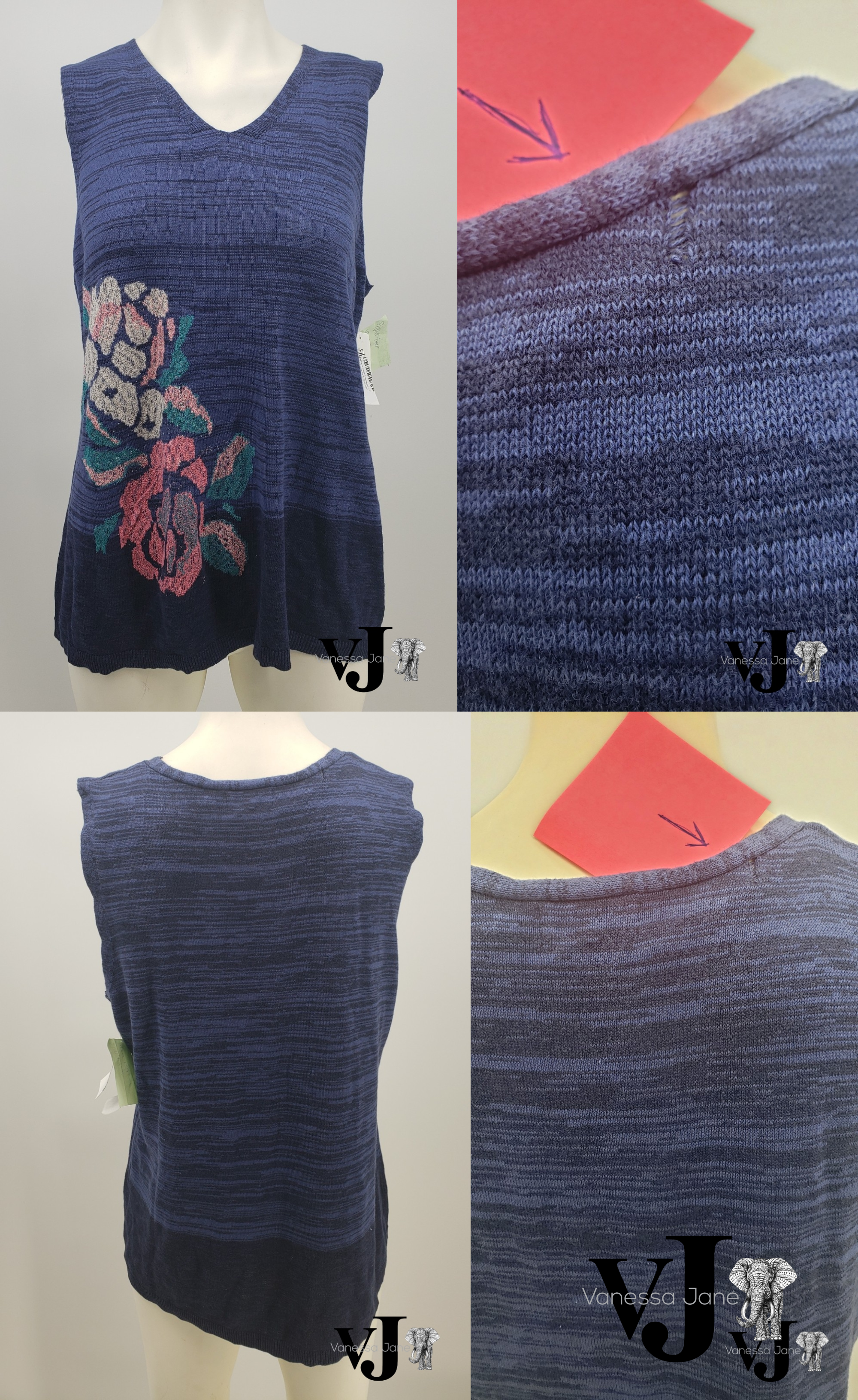 Style & Co Sleeveless Printed V-Neck Sweater, Size Large