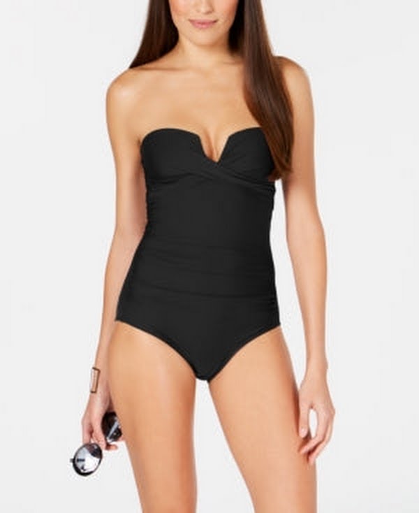 Calvin Klein Printed Strapless One-Piece Swimsuit