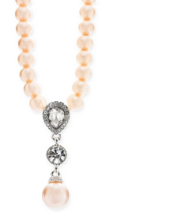 Charter Club Cubic Zirconia and Imitation Pearl Lariat Necklace