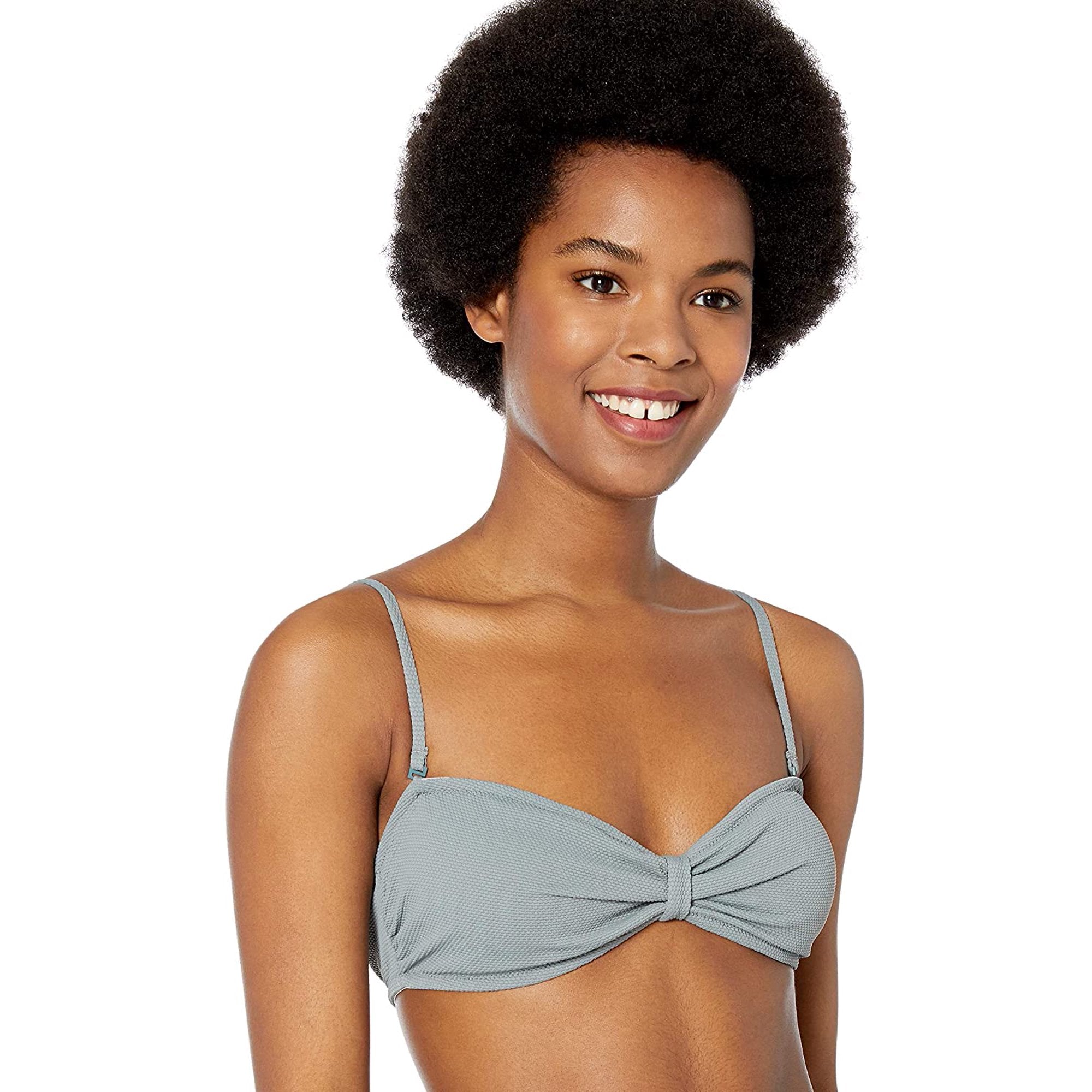 Roxy Trooper Juniors Seas the Day Textured Bandeau Bikini Swim Top, Us Small