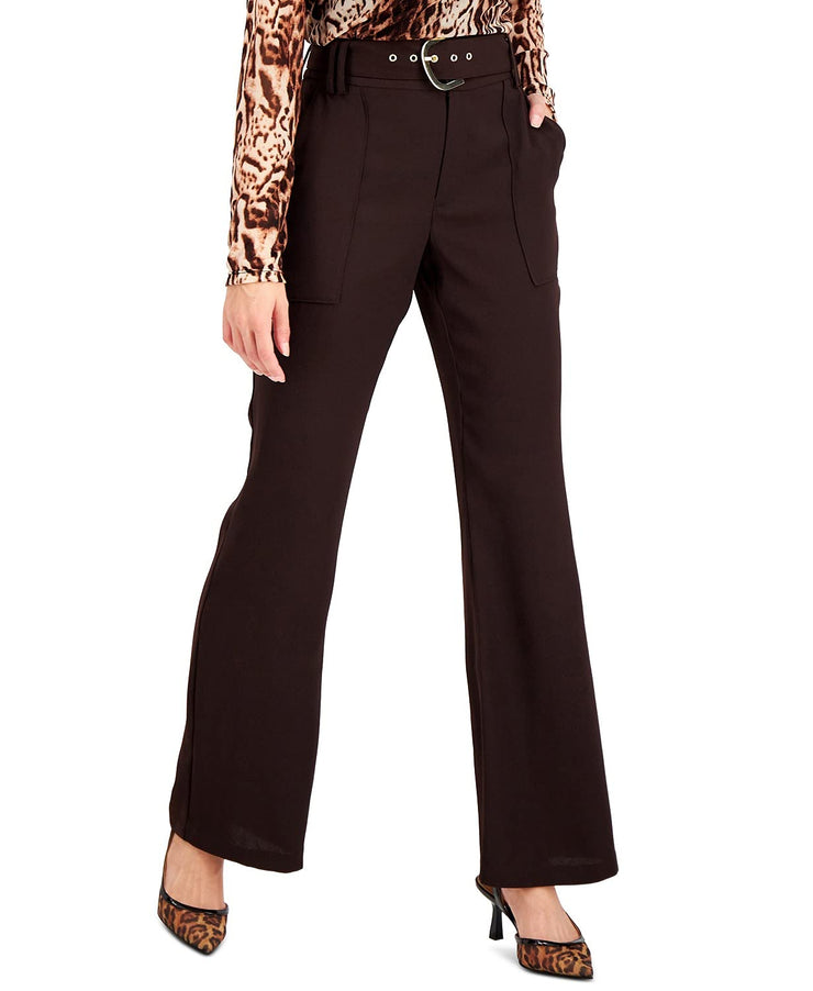 INC Womens Belted Mid-Rise Wide Leg Pants