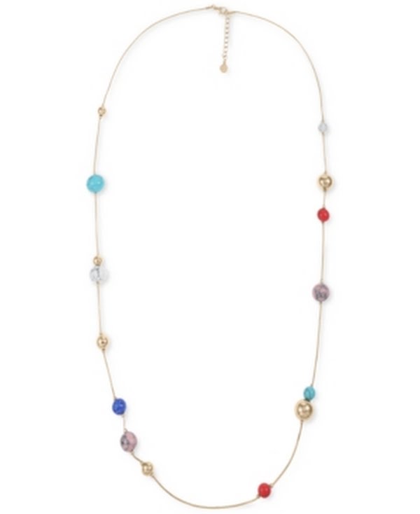 Alfani Gold-Tone and Multi-Stone Bead Long Station Necklace