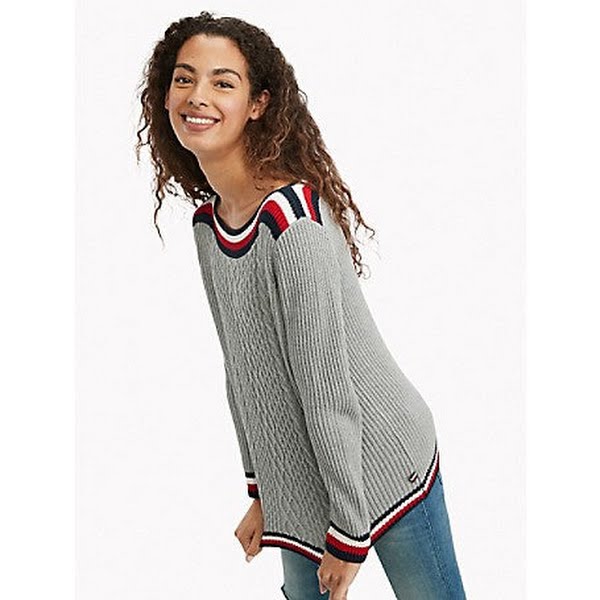 Tommy Hilfiger Women's Striped Cable-Knit Sweater