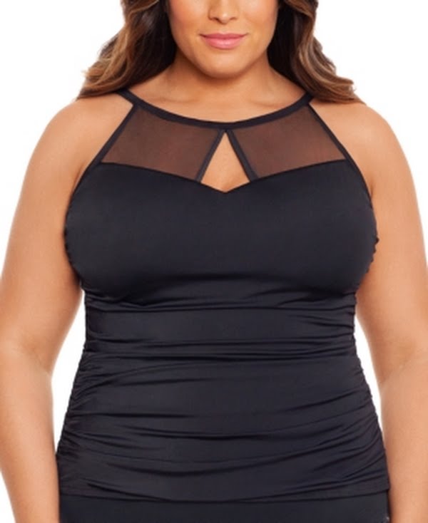 Swim Solutions Plus Size Tummy-Control Tankini Top, Size 26W