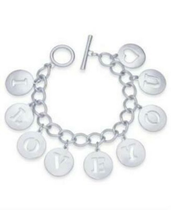 Holiday Lane I Love You Charm Bracelet Silver Tone